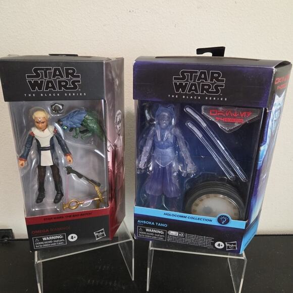 Lot of 2 Star Wars Black Series Action Figures Omega and Ahsoka Tano Holocomm - Picture 1 of 6